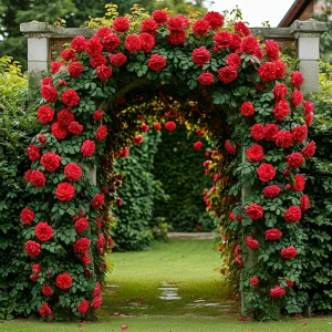 Роза плетистая Алый Триумф купить по цене от 319р. в интернет-магазине «Посадика» с доставкой почтой в в Нерюнгрие и по всей России – [изображение №1].